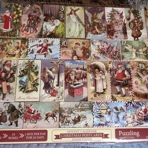 Advent Calendar Christmas Jigsaw Puzzle, 24 Boxes Christmas Countdown Puzzle